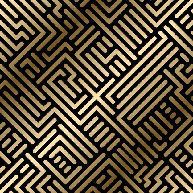 Vektornahtloses geometrisches Streifenmuster kreativer digitaler Hintergrund Luxusdesign mit goldenem Farbverlauf