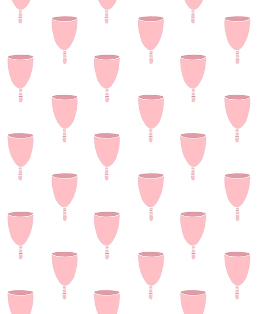 Vektornahtloses Muster aus rosafarbener Menstruationstasse