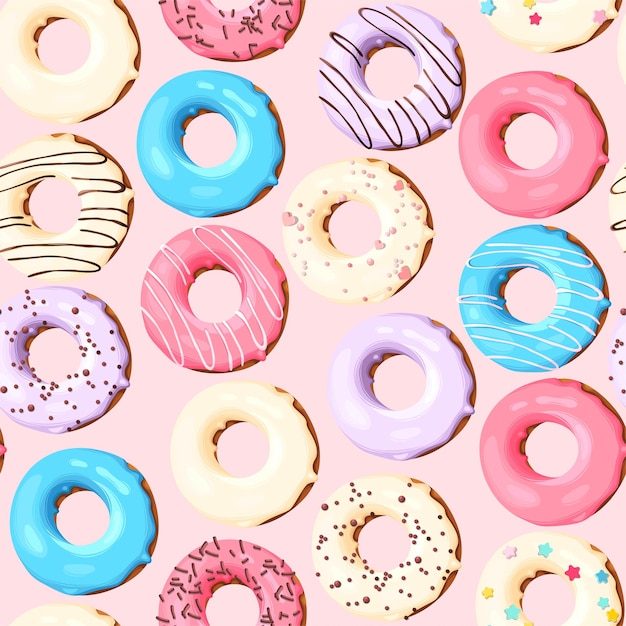 Vektornahtloses Muster mit hochdetaillierten Donuts