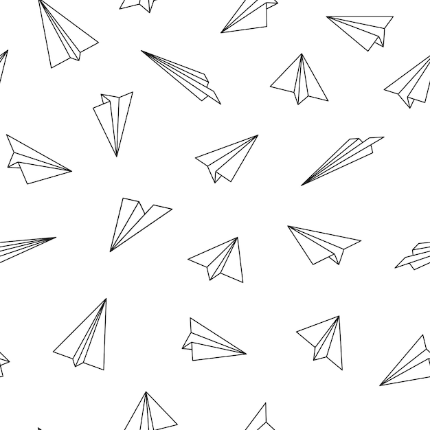 Vektor vektornahtloses muster mit origami-flugzeugen abstrakter kreativer hintergrund