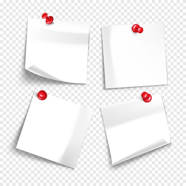 Vektornotiz mit isolierter Schleifnadel auf durchsichtigem Hintergrund Mockup einer realistischen klebrigem Notiz für das Design
