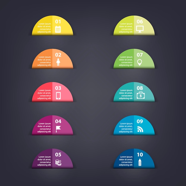 Vektorpapierflaggenaufkleber und -etiketten mit realistischen schatten für infografik-set präsentationsdiagramm für vorlagendiagramme