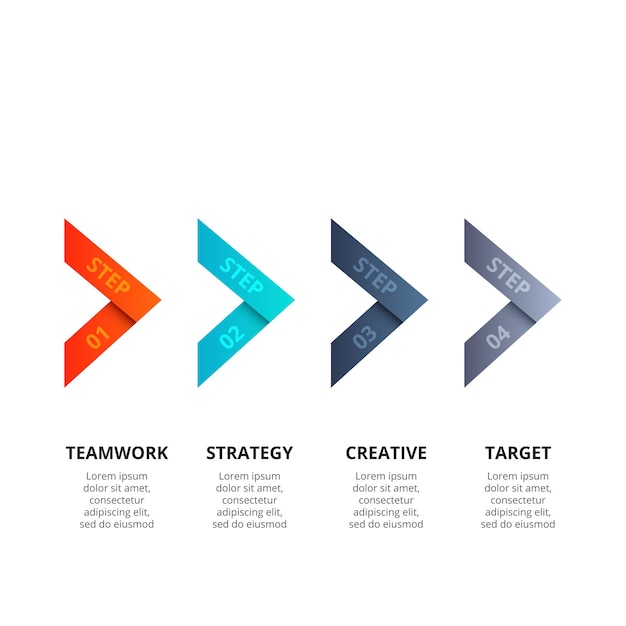 Vektorpfeile infografik geschäftskonzept mit 4 optionen teile schritte oder prozesse