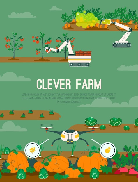 Vektorplakat des Clever Farm-Konzepts