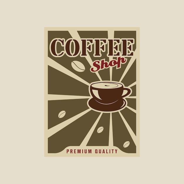Vektorplakat von einem Café, vintage minimalistische Illustrationsvorlage, grafisches Design, Getränke und Essen