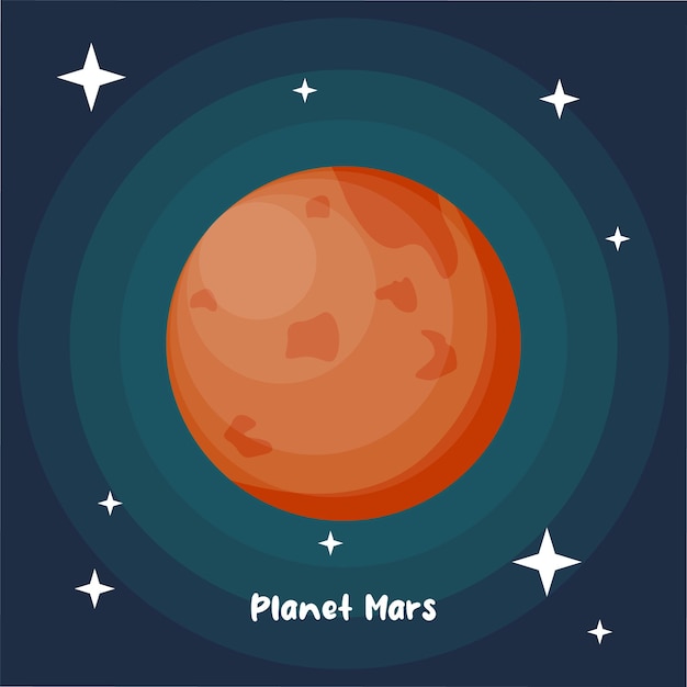 Vektorplanet Mars bunter Marshintergrund mit flachem Design