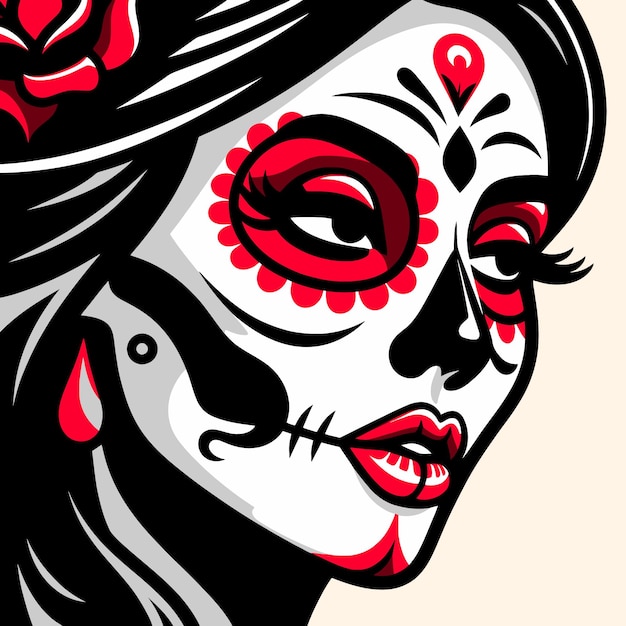 Vektorporträt der mexikanischen weiblichen Figur Santa Muerte