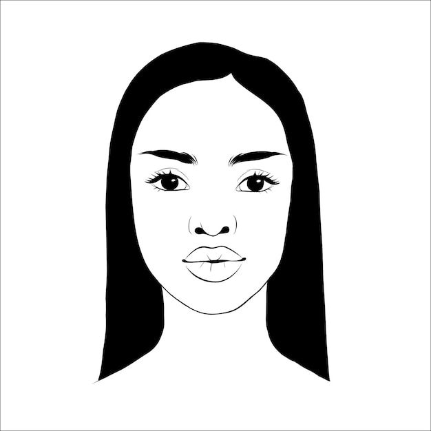 Vektorporträt einer schönen afrikanisch-amerikanischen frau in schwarz-weiß sanfte silhouette modeillustration