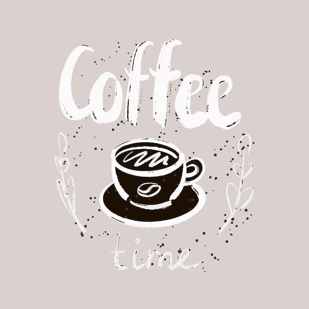 Vektorposter mit phrasendekorelementen typografisches kartenbild mit schriftzug design für t-shirt und drucke it39s kaffeezeit