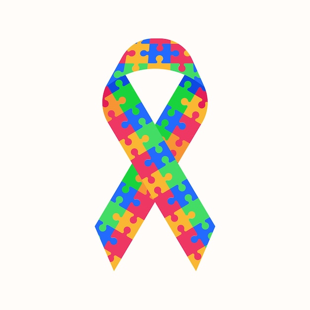 Vektorpuzzle-Band als Symbol für das Bewusstsein für Autismus