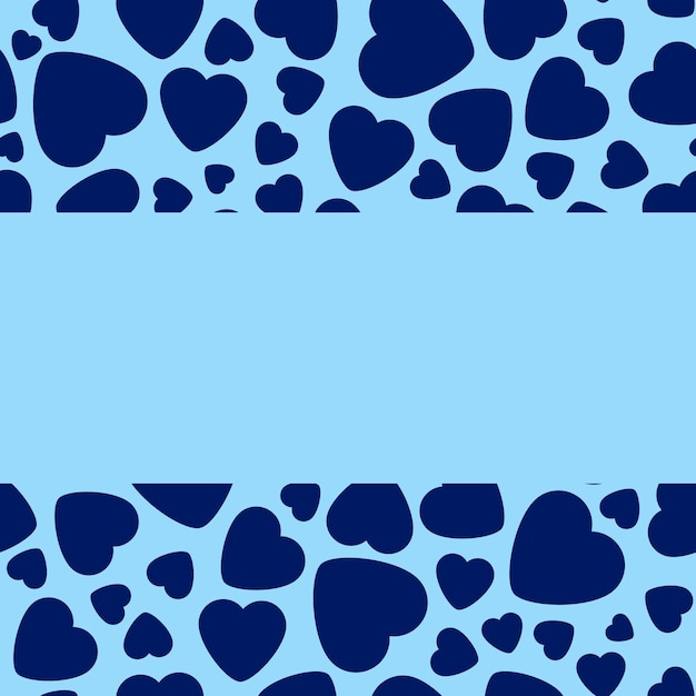 Vektorrahmen mit blauem Herzen auf blauem Hintergrund