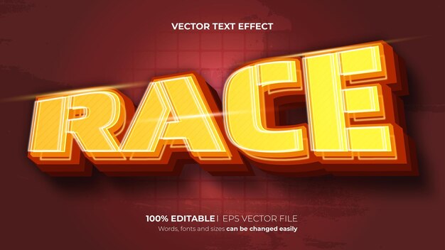 Vektor vektorrealistischer super-race-3d-texteffektstil mit bearbeitbarem text