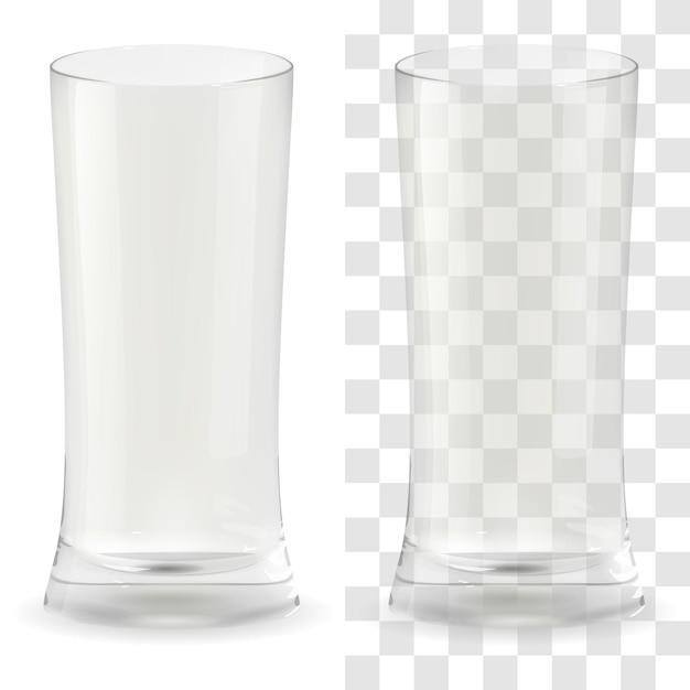 Vektorrealistisches transparentes bierglas. alkohol trinken glas symbol abbildung