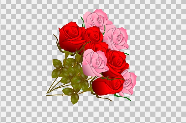Vektorrose realistisches Rosenblatt und -knospe mit roten Blumen