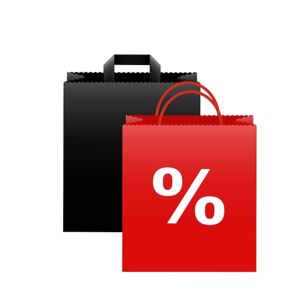 Vektorrote und schwarze Tasche zum Einkaufen