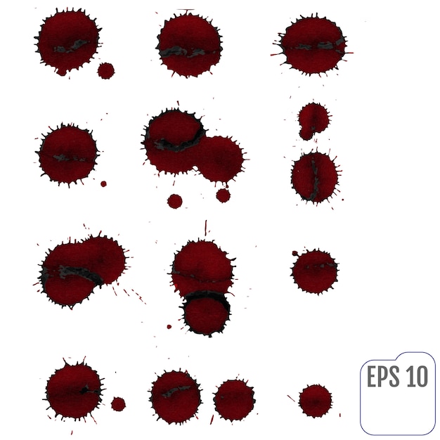 Vektorroter tintenfleck, flecken und spritzer. getrennter realistischer pai