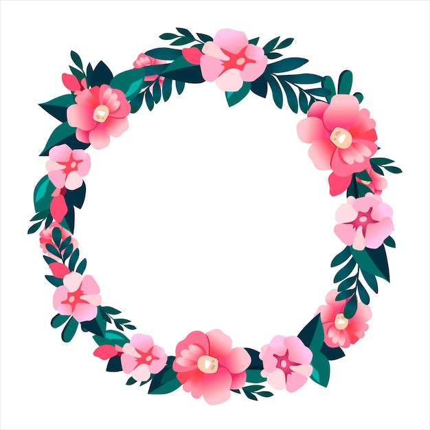 Vektorrundrahmen mit handgezeichneten Blumen für Wörter Isolierte rote rosa Vignette für flaches Design