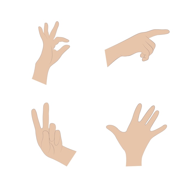 Vektorsammlung verschiedener kombinationen aus fingern und händen