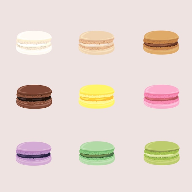 Vektorsatz Macarons für das Menü