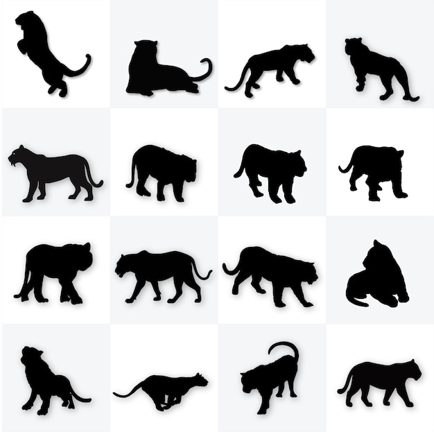 Vektorsatz mit Tiger-Silhouette