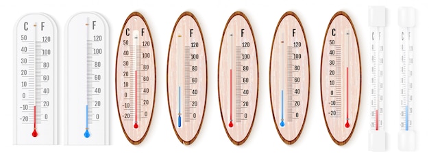 Vektorsatz realistische flüssige thermometer