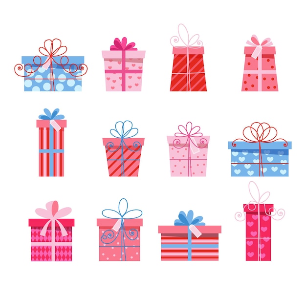 Vektorsatz verschiedene Geschenkboxen. Flaches Design. eps 10