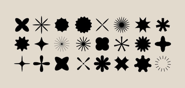 Vektorsatz verschiedener geometrischer Formen und Elemente Brutalistische Designikonen und -zeichen Grundformen