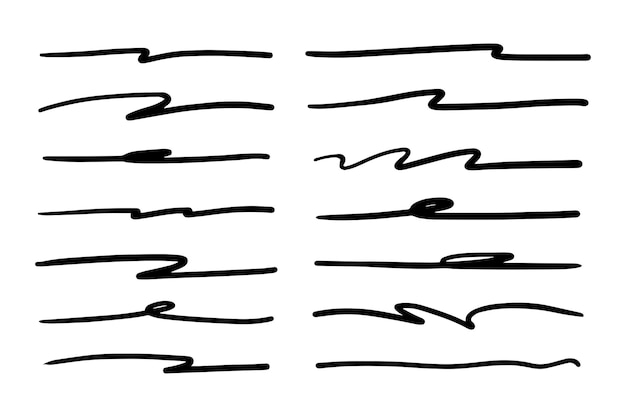 Vektorsatz von Hand gezeichneter Unterstreichung.