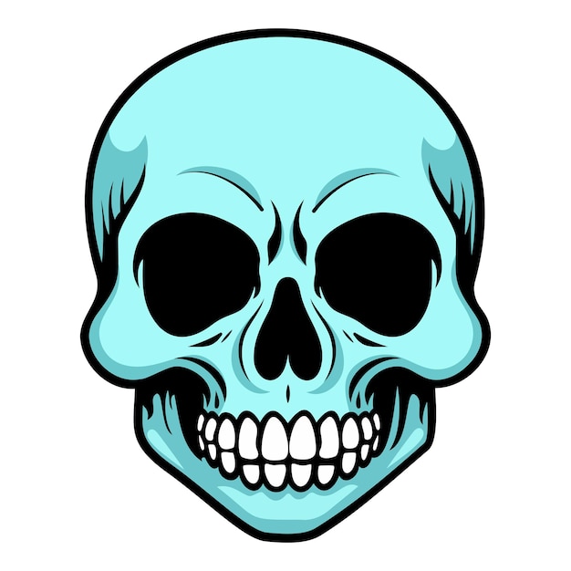 Vektorschädel mit schwarzem Umriss-Halloween-Tattoo und Aufklebern