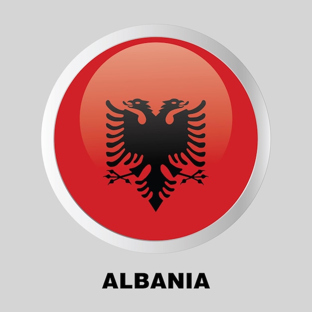 Vektorschaltfläche flagge albaniens auf rundem rahmen