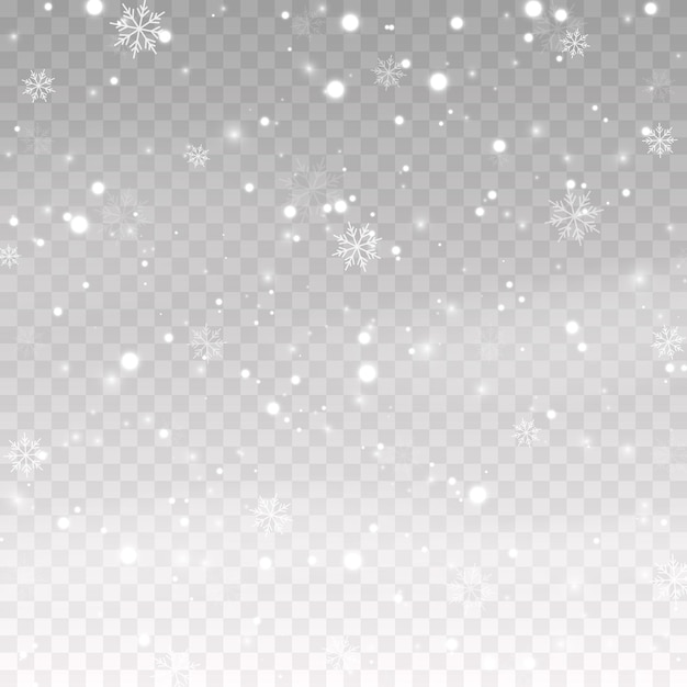 Vektorschnee schnee auf einem isolierten transparenten hintergrund schneefall blizzard winter schneeflocken