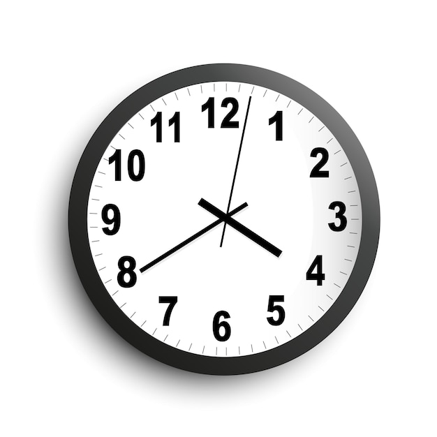 Vektorschwarze runde Wanduhr Vektorillustration
