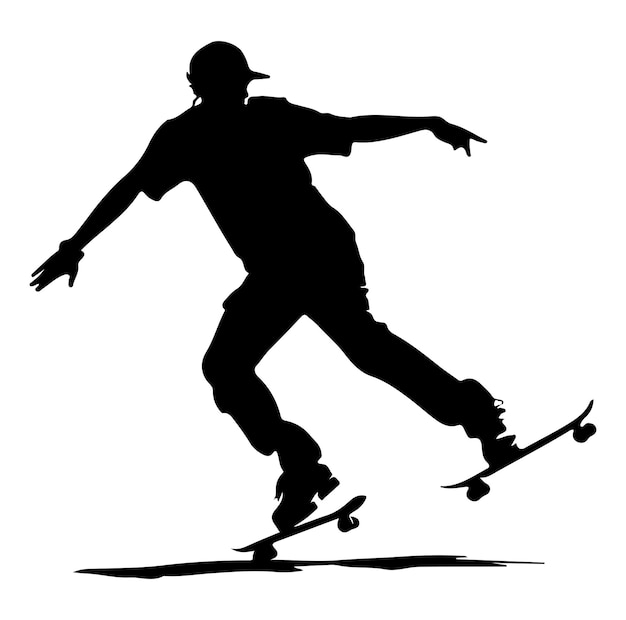 Vektorschwarze silhouetten von skateboardern