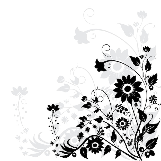 Vektorschwarzweiss-Blumenblumenhintergrundelement