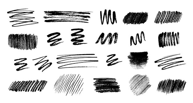 Vektorset aus Bleistift und Tusche, die Grunge-Elemente schraffieren