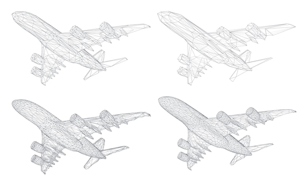 Vektorset von Flugzeugen aus dreieckigen Segmenten