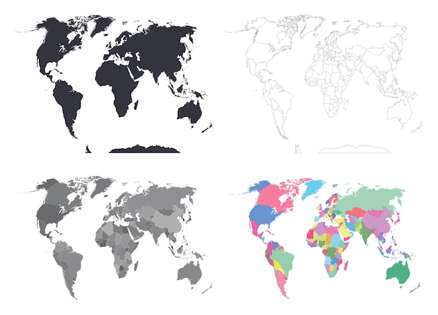 Vektorset von weltkarten