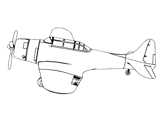 Vektorskizze für militärflugzeuge aus dem zweiten weltkrieg