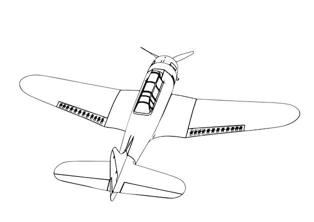 Vektor vektorskizze für militärflugzeuge aus dem zweiten weltkrieg