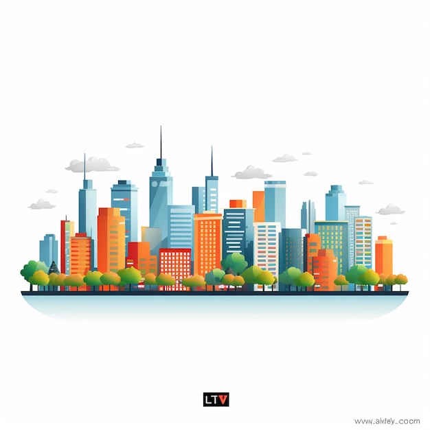 Vektorstadt städtische Stadtlandschaft Illustration Gebäude Stadt moderne Skyline Wolkenkratzer Hintergrund