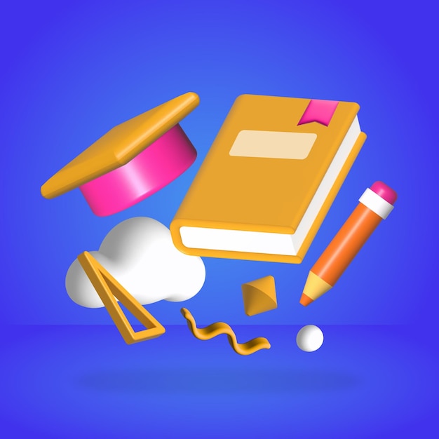 Vektorstationäre 3D-Vektorillustration Back to School Promotion Banner für Instagram-Inhalte