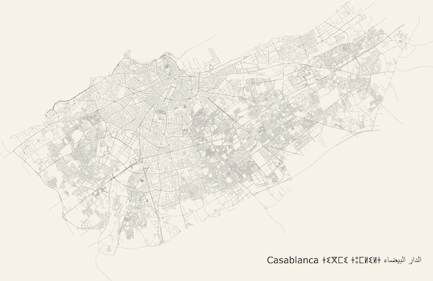 Vektorstraßenkarte der stadt casablanca marokko