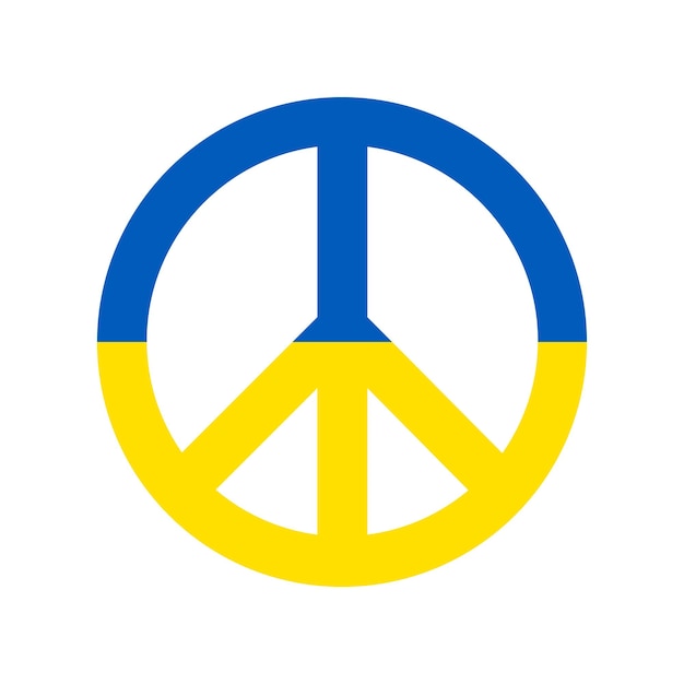 Vektor vektorsymbol des friedens in gelben und blauen farben der ukrainischen flagge