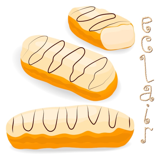 Vektorsymbol-illustrationslogo für kuchen französisches eclair