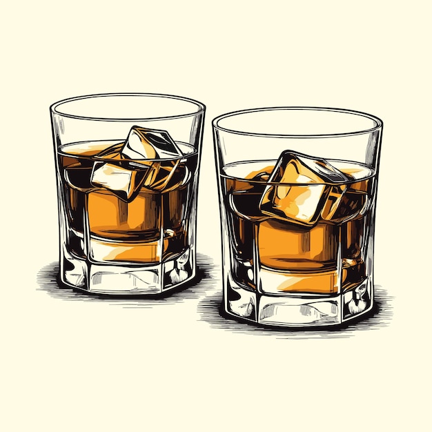 Vektor vektorsymbol zwei gläser whiskey prost glasvektorillustration