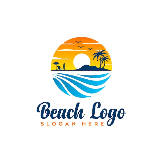 Vektorsymbole für das design des strandlogos