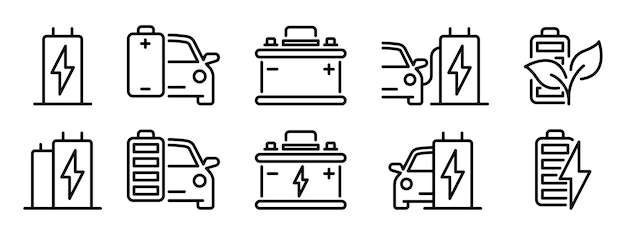 Vektorsymbole für ladegeräte für elektroautos