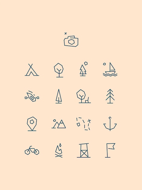 Vektorsymbole setzen Abenteuerreisen und Tourismus