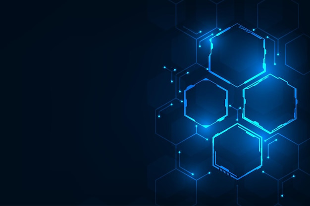 Vektortechnologie mit sechseckigem geometrischem abstraktem Hintergrund