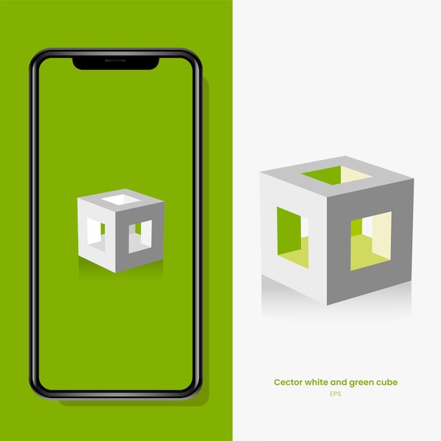 Vektortelefon weißer und grüner Würfel